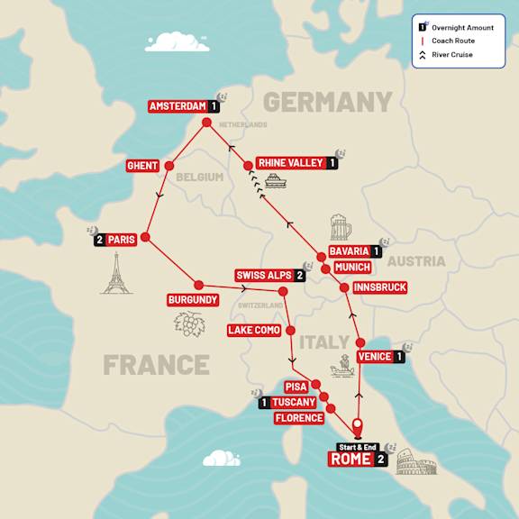 Europe Escape route map