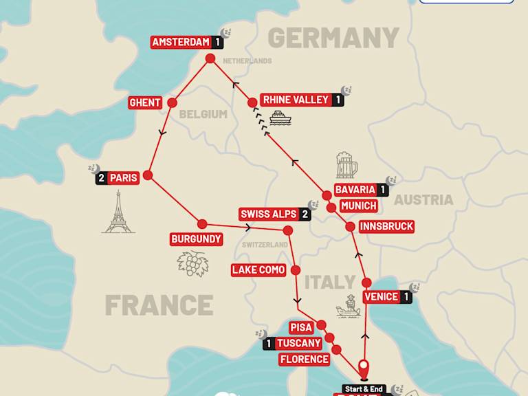 Europe Escape route map