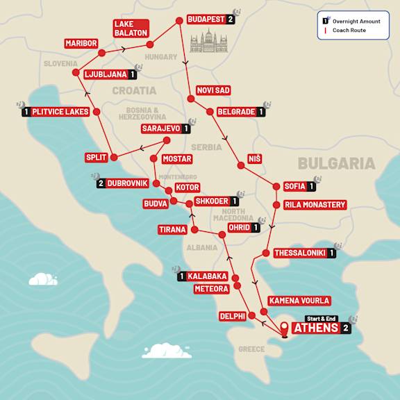 Balkan Explorer route map