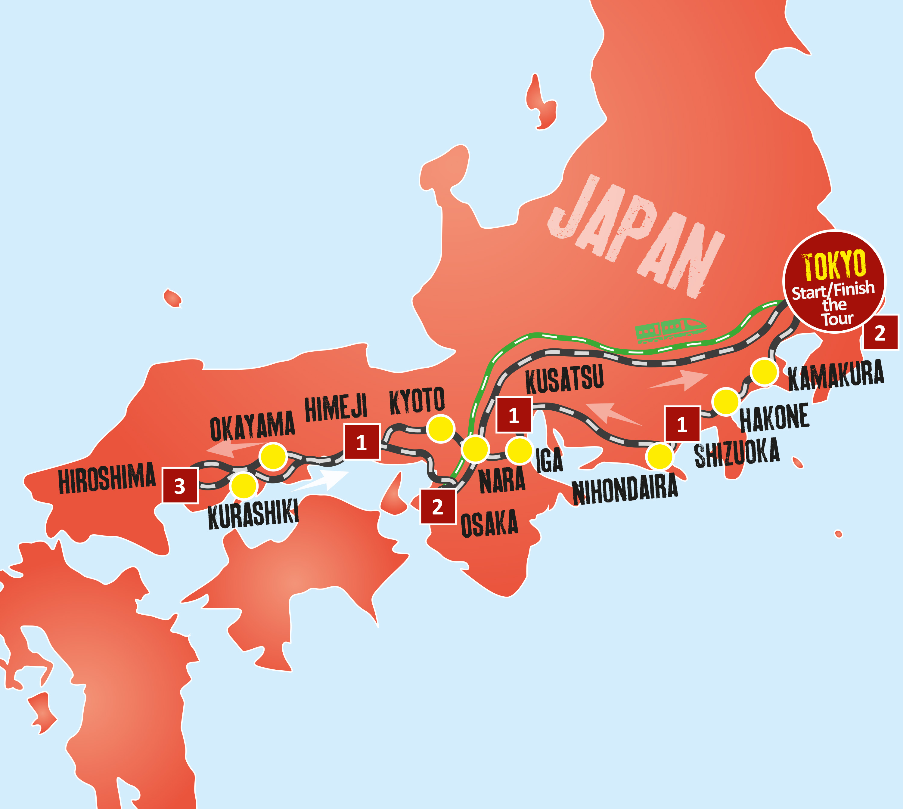 tourhub | Expat Explore Travel | Highlights Of Japan (2024 Departures) | Tour Map