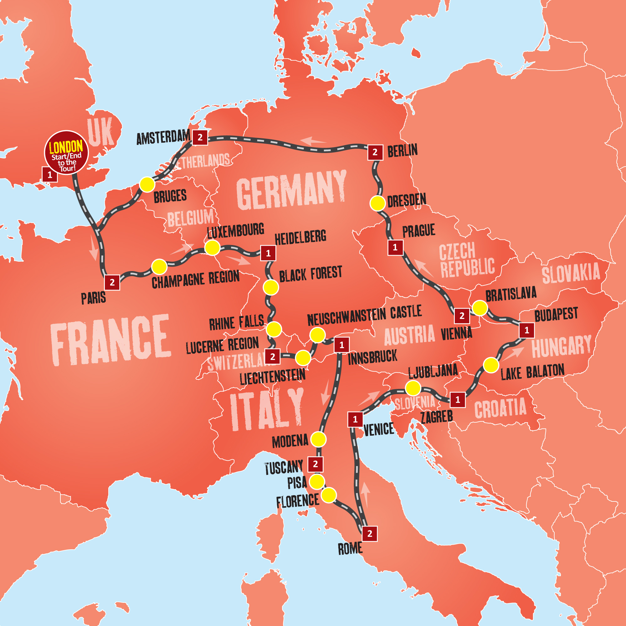 tourhub | Expat Explore Travel | Best Of Europe | Tour Map