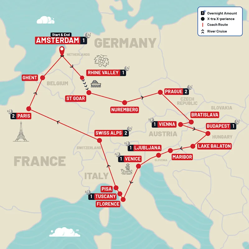 Europe tour map