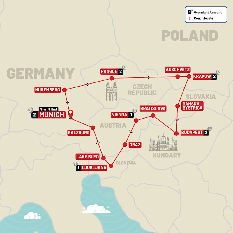 Europe tour map