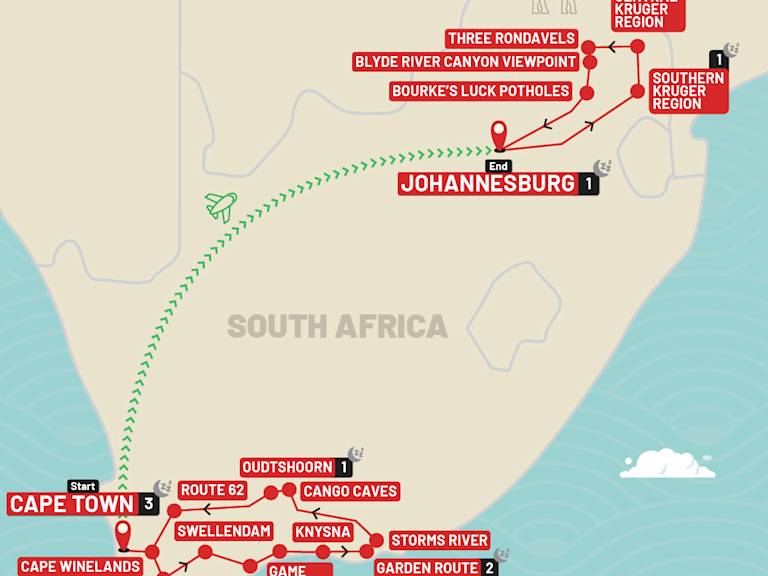 South Africa Escape route map