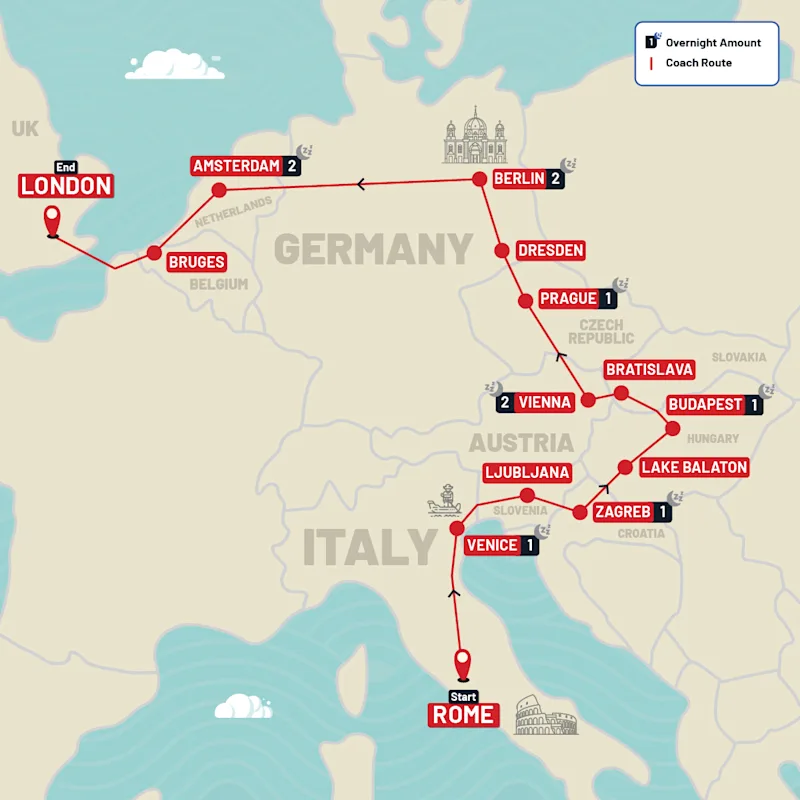Europe tour map