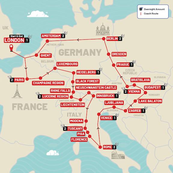 Best of Europe route map