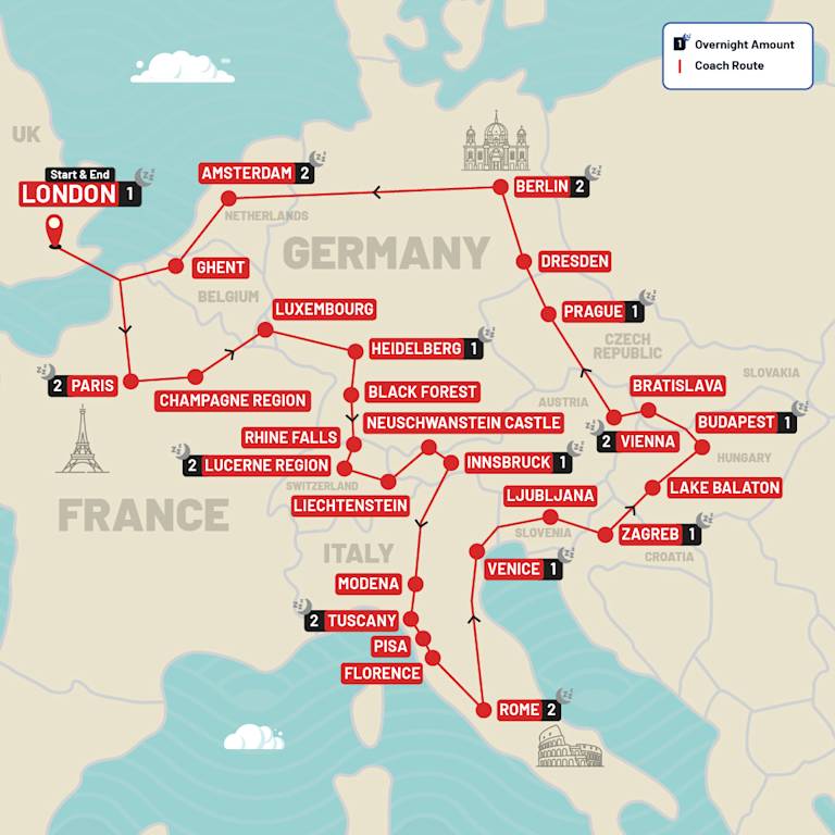 Best of Europe route map