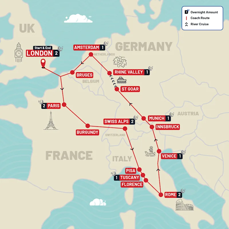 Europe tour map