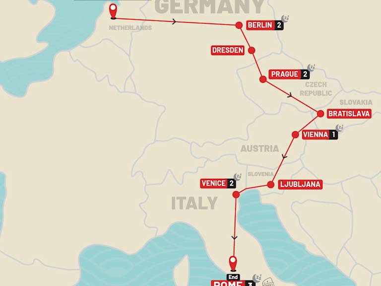 Eastern Adventure route map