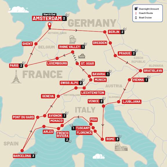 Ultimate Europe route map