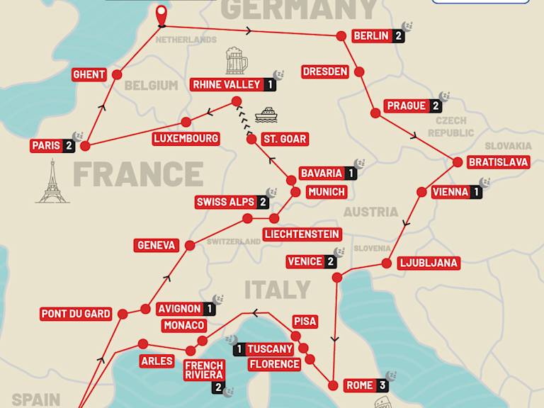 Ultimate Europe route map