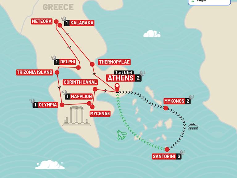 Best of Greece route map
