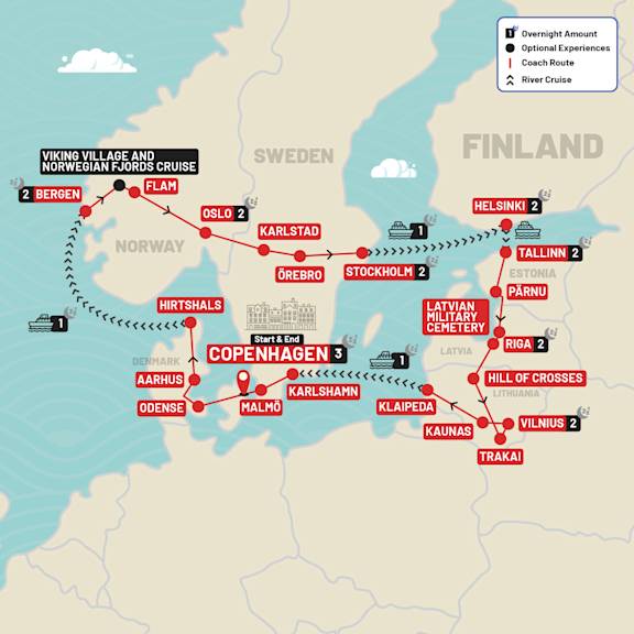 Ultimate Scandinavia & the Baltics route map