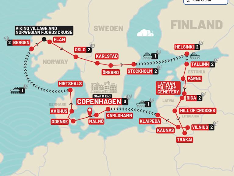 Ultimate Scandinavia & the Baltics route map