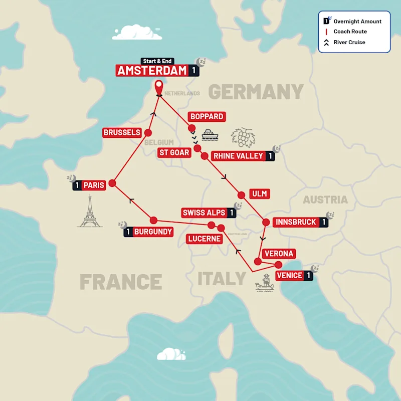 Europe tour map