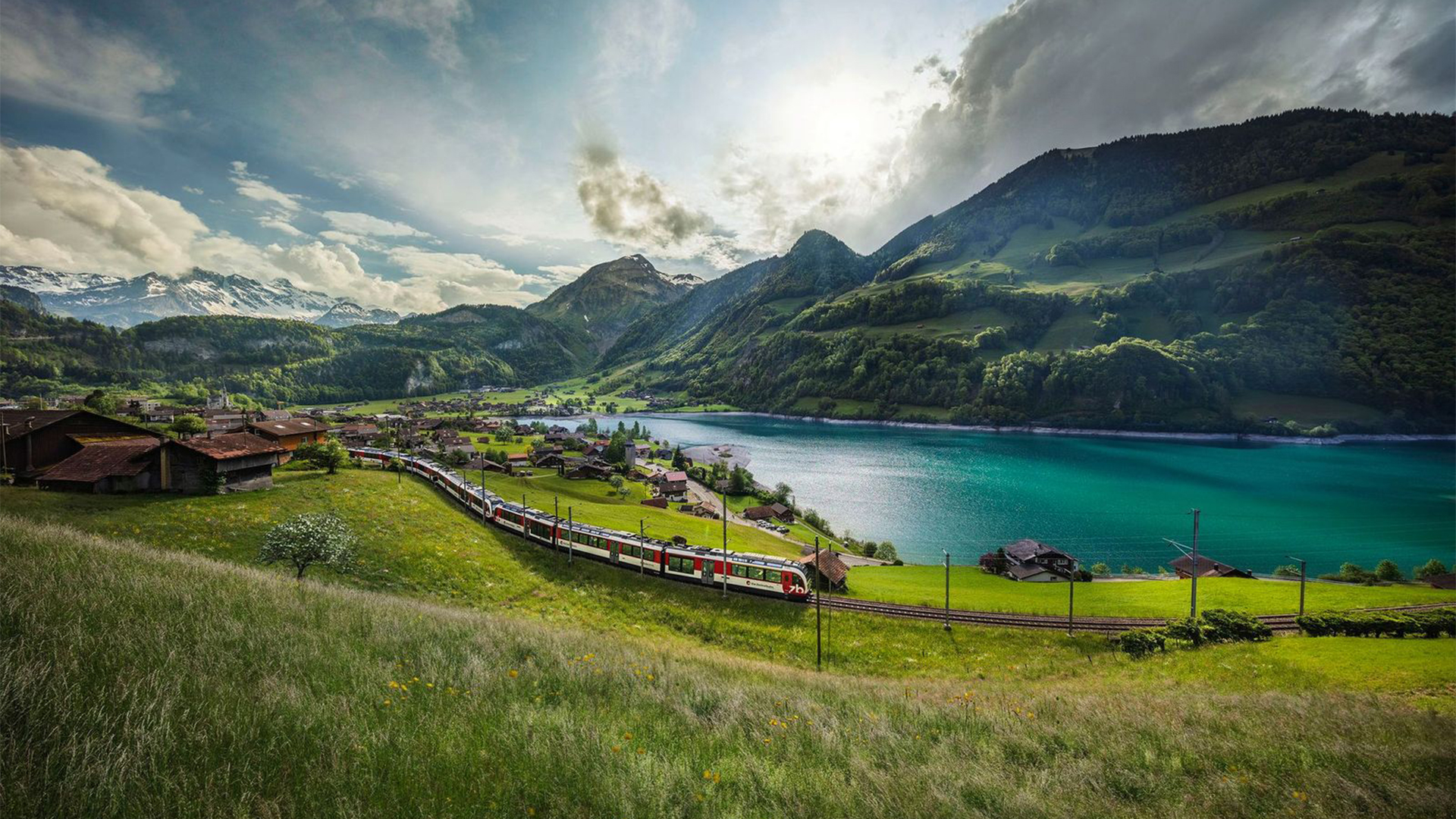 Embark on a scenic rail journey through the Swiss Alps
