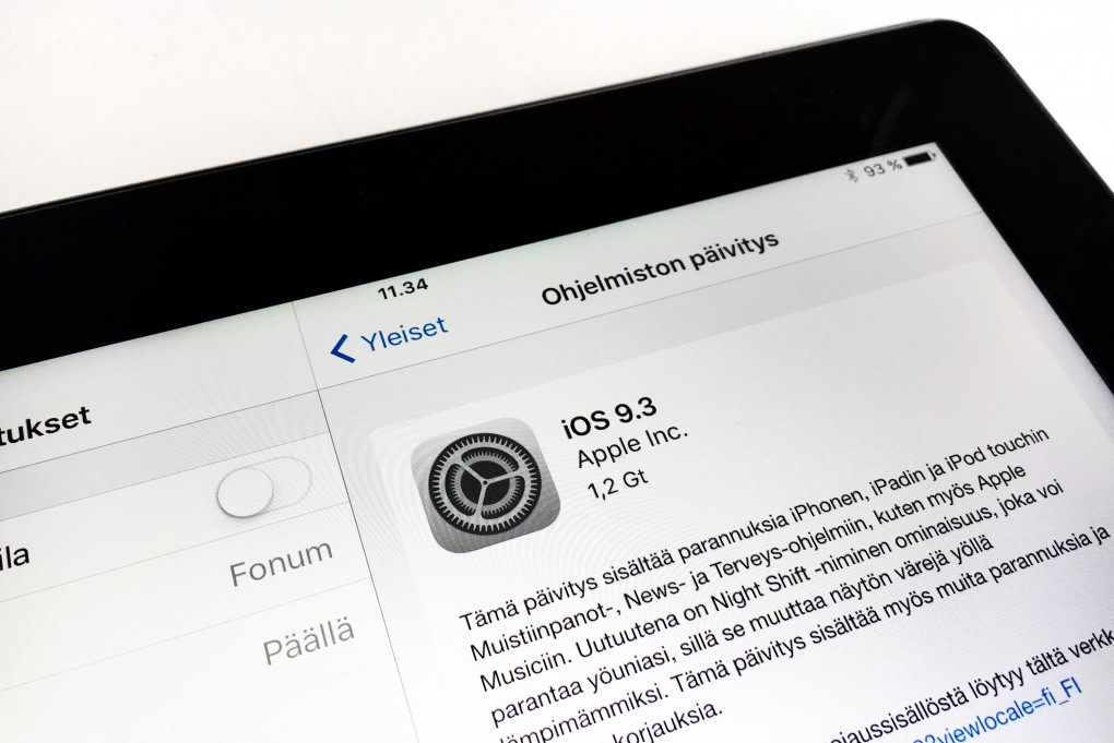 iOS 9.3 ohjelmistopäivitys