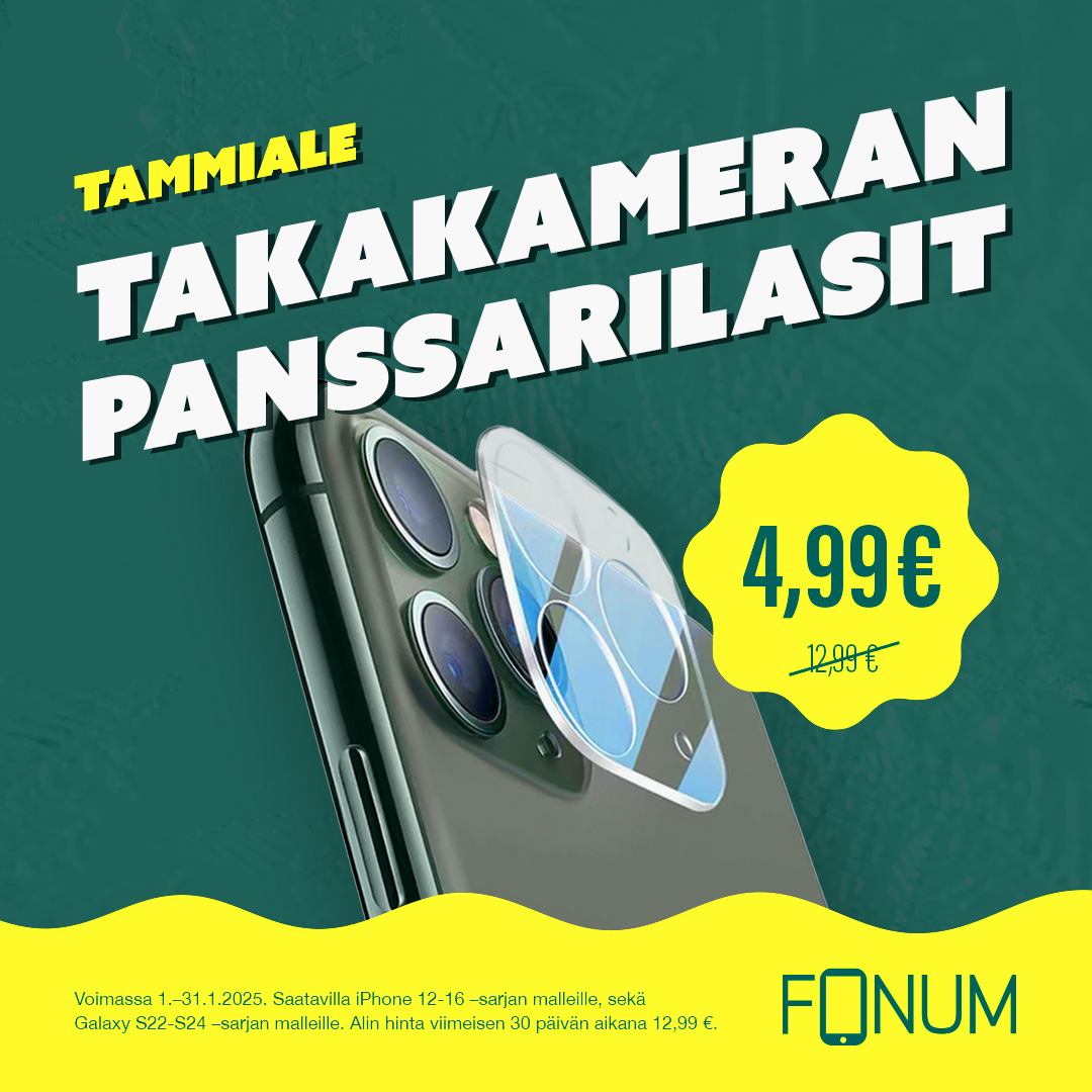 Fonumin Tammialesta takakameran panssarilasit vain 4,99 € hintaan