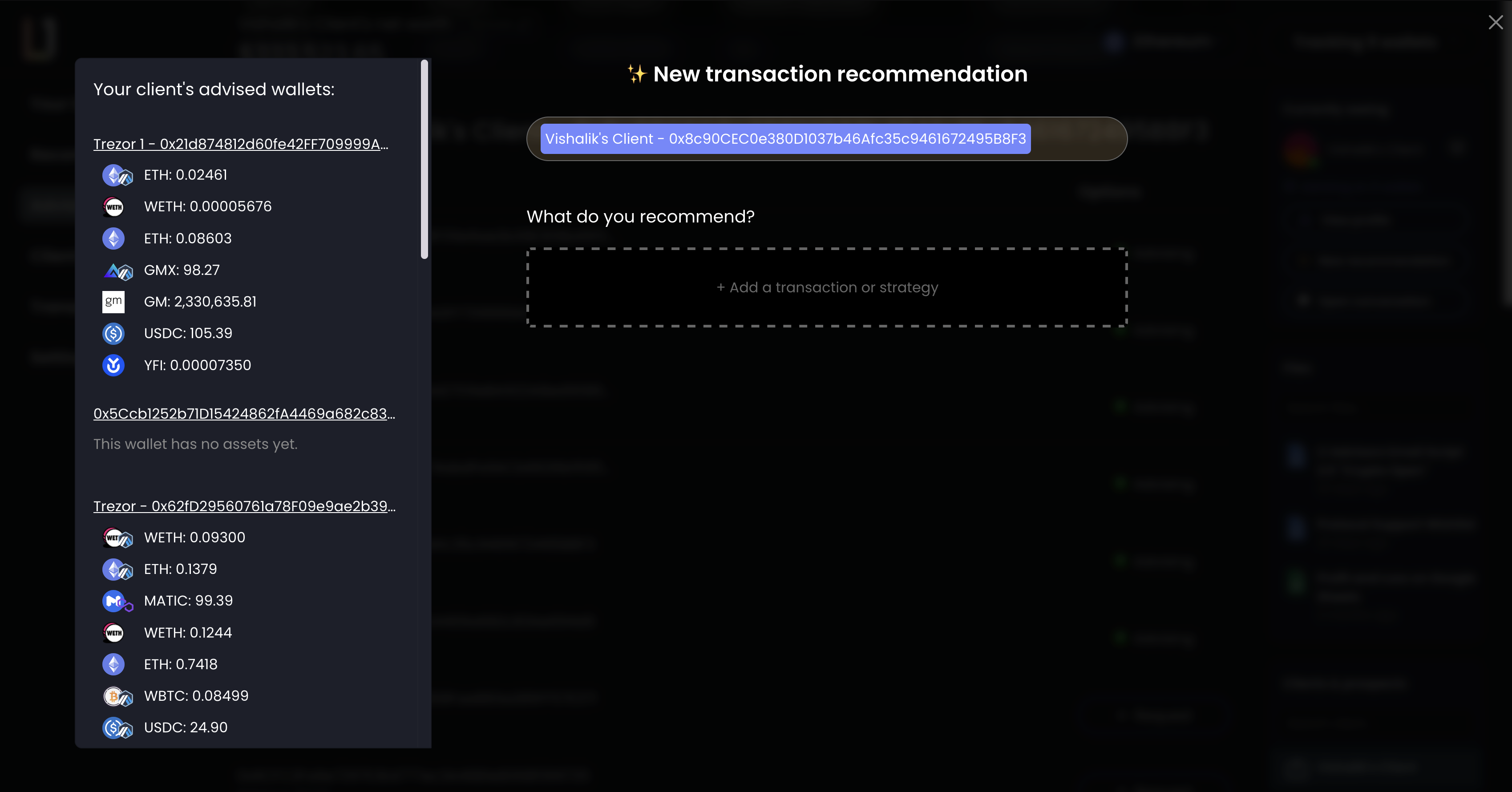 Transaction recommendation builder