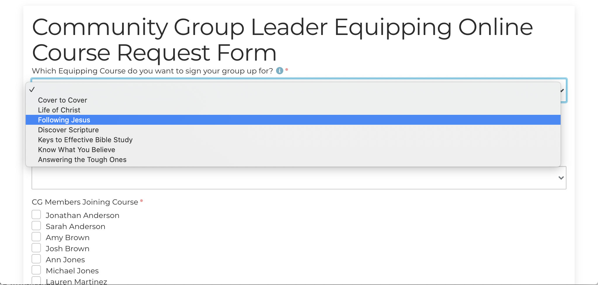 Select a course
