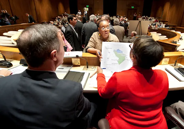 A citizen giving input at a legislative hearing. Photo by Maryland GovPics on Flickr