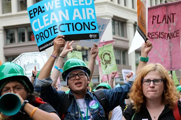 Climate advocates at a rally