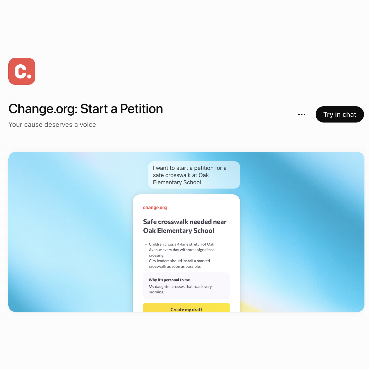 Change.org ChatGPT plugin