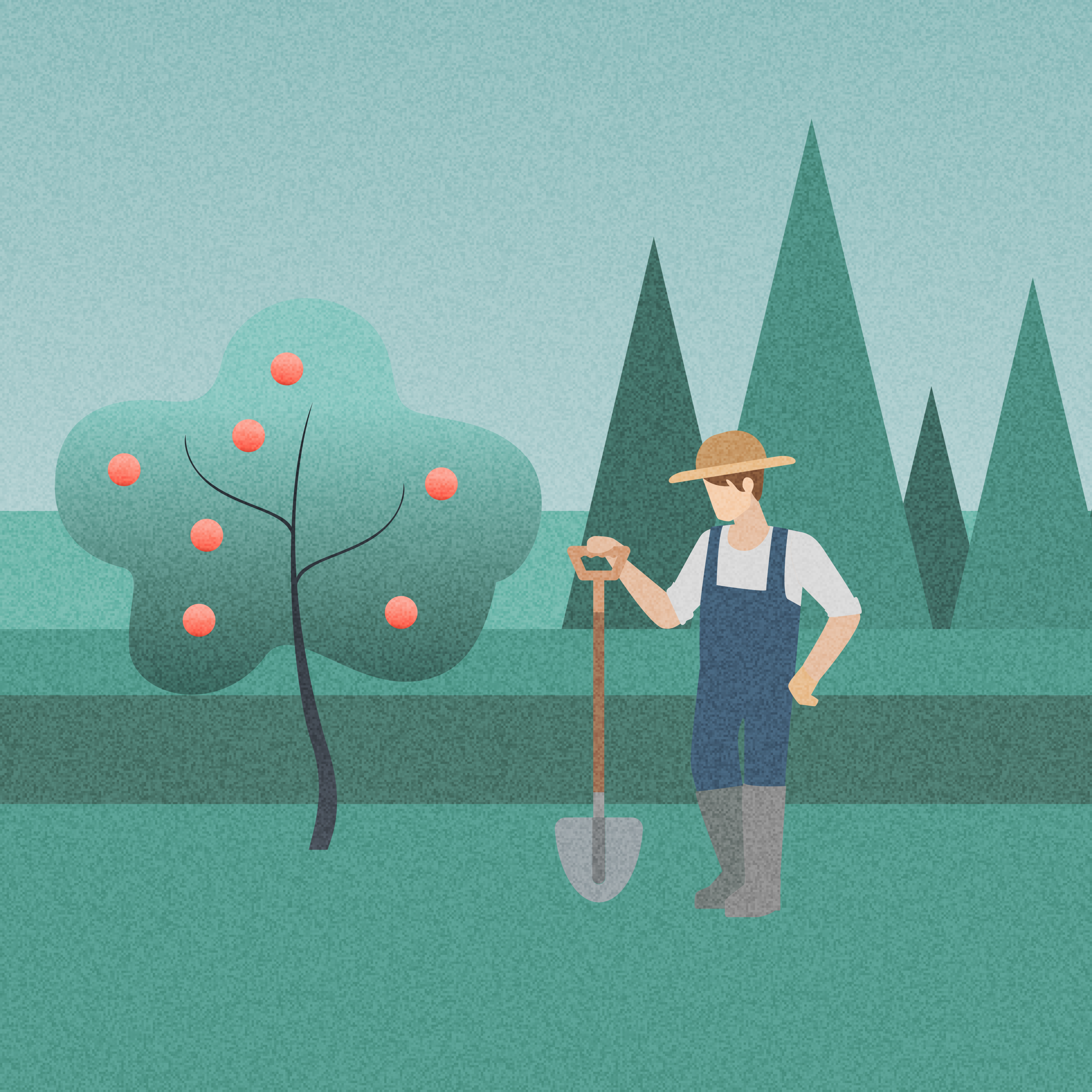 Boer in Natuur illustration social employment