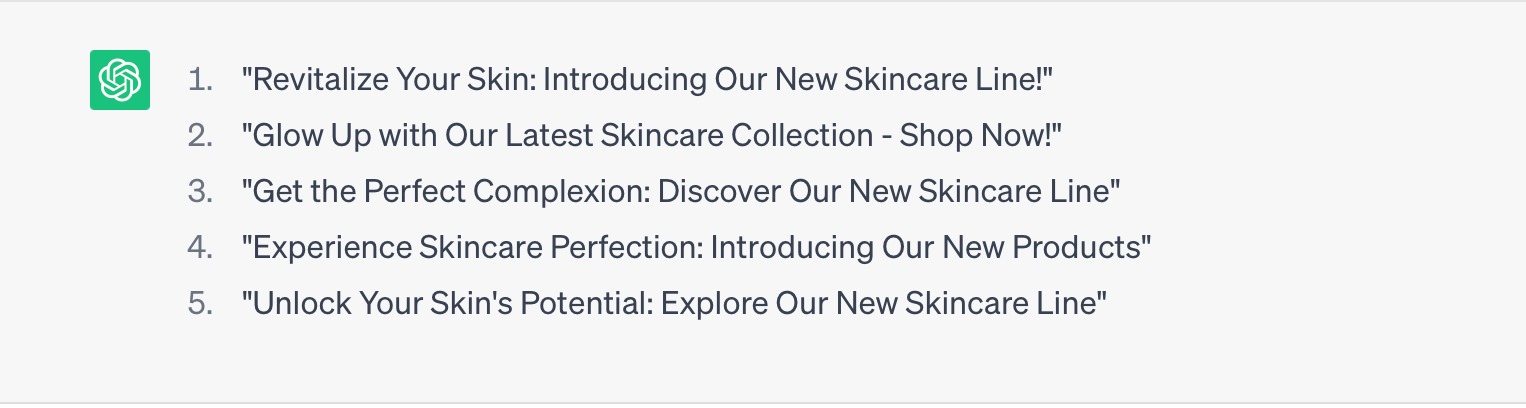 Subject lines for an email marketing campaign