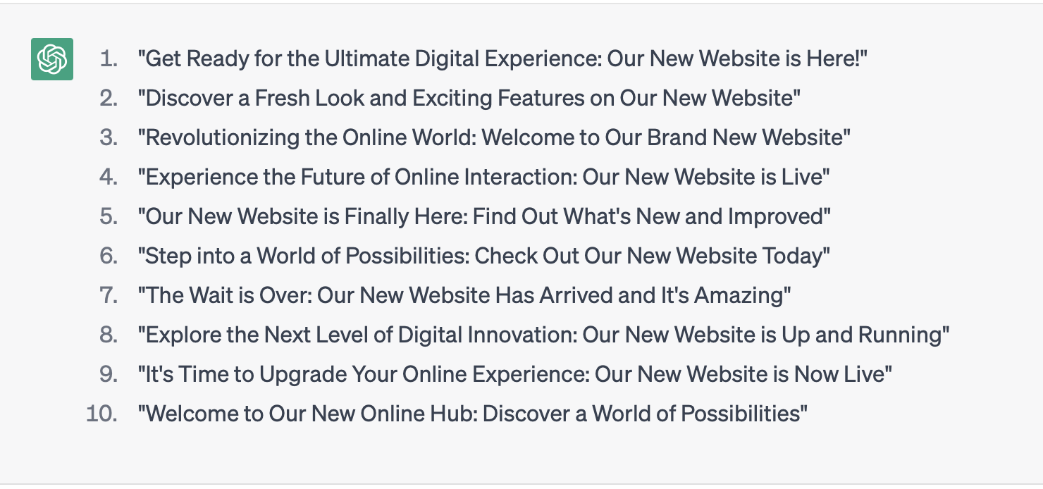 10 hookable headlines for a new website launch