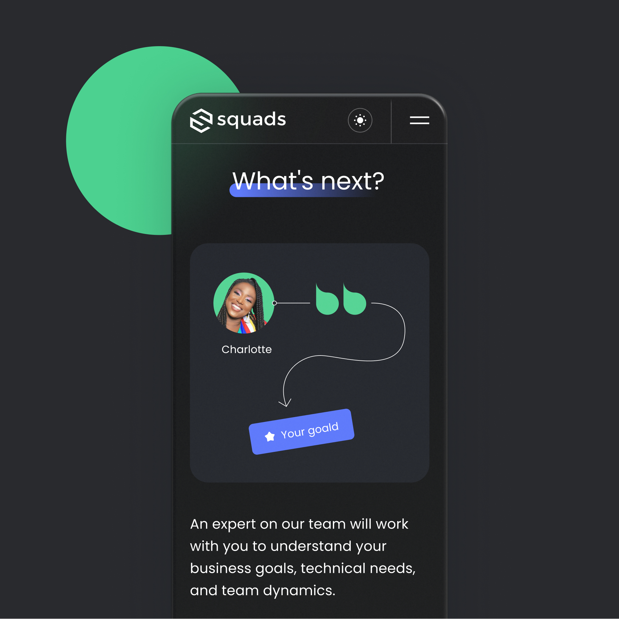 Squad mobile design about the company