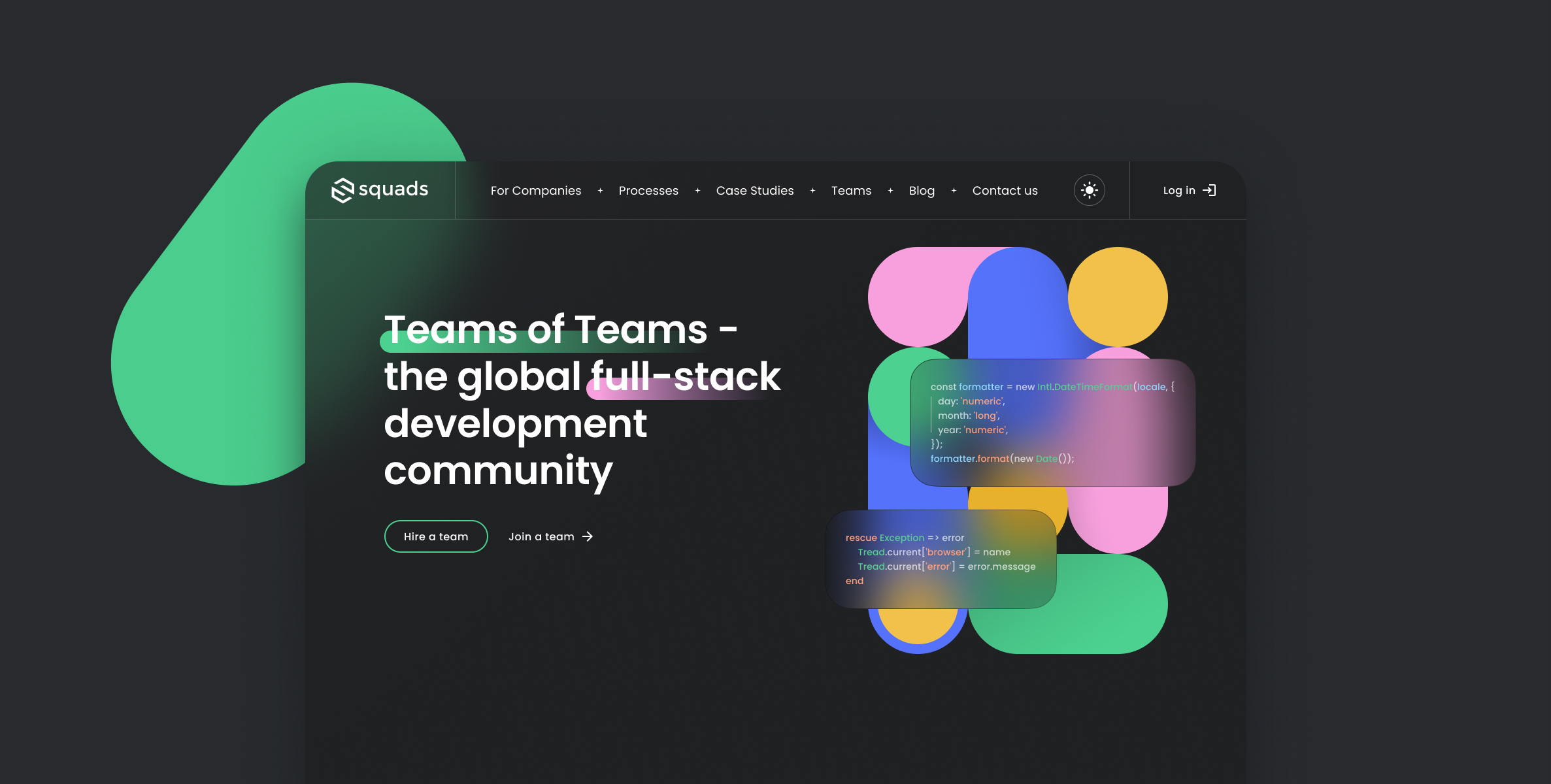 Squads by Gorazdo Hero section