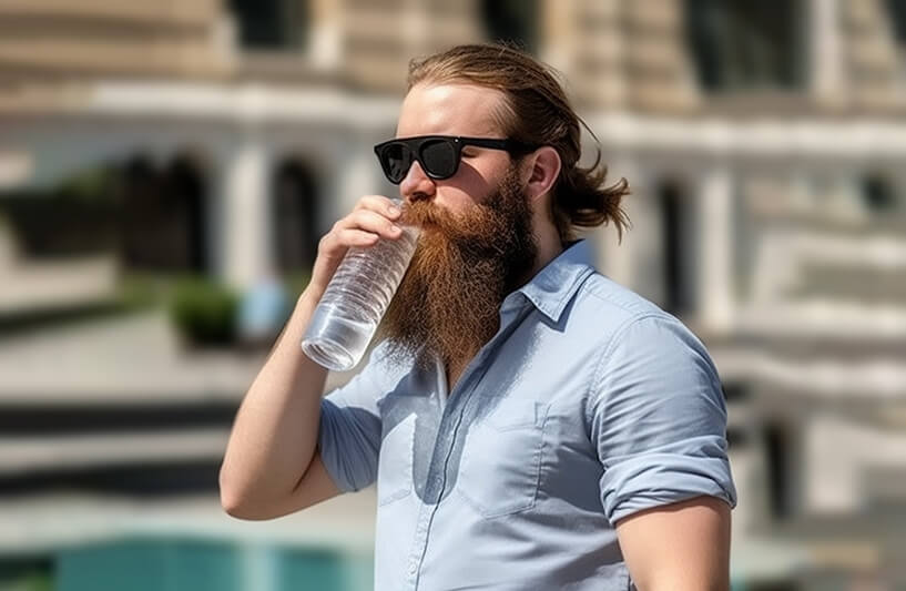 bearded man Drink Plenty of Water
