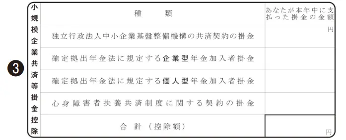 小規模企業共済等掛金控除