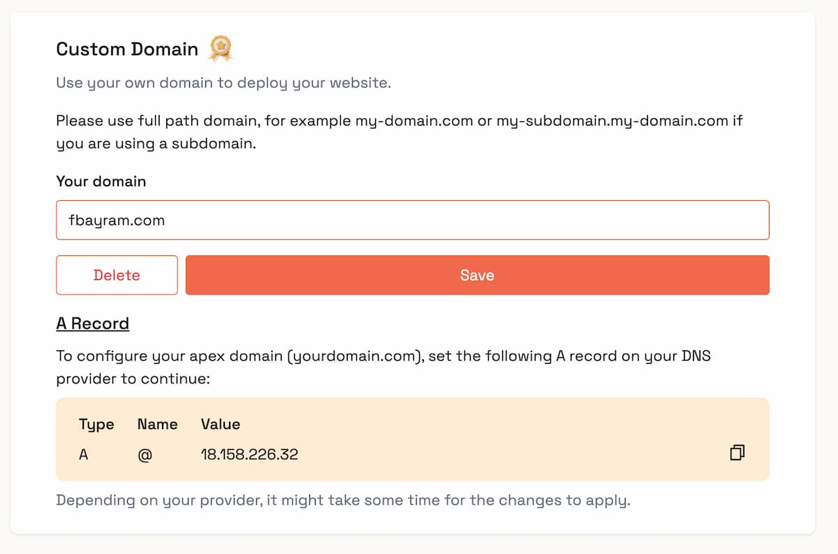 custom domain feature of a saas tool