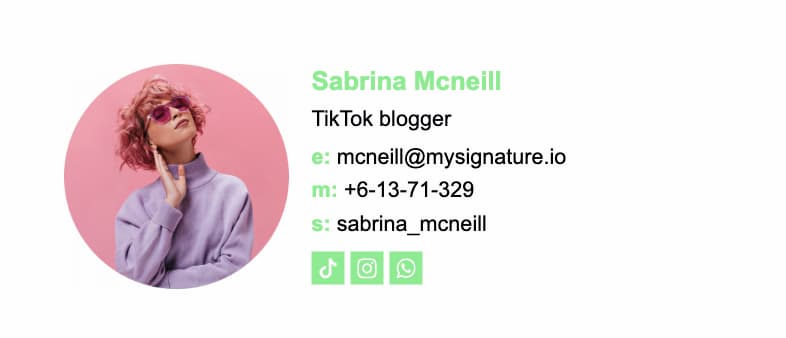 email signature for a tiktok blogger