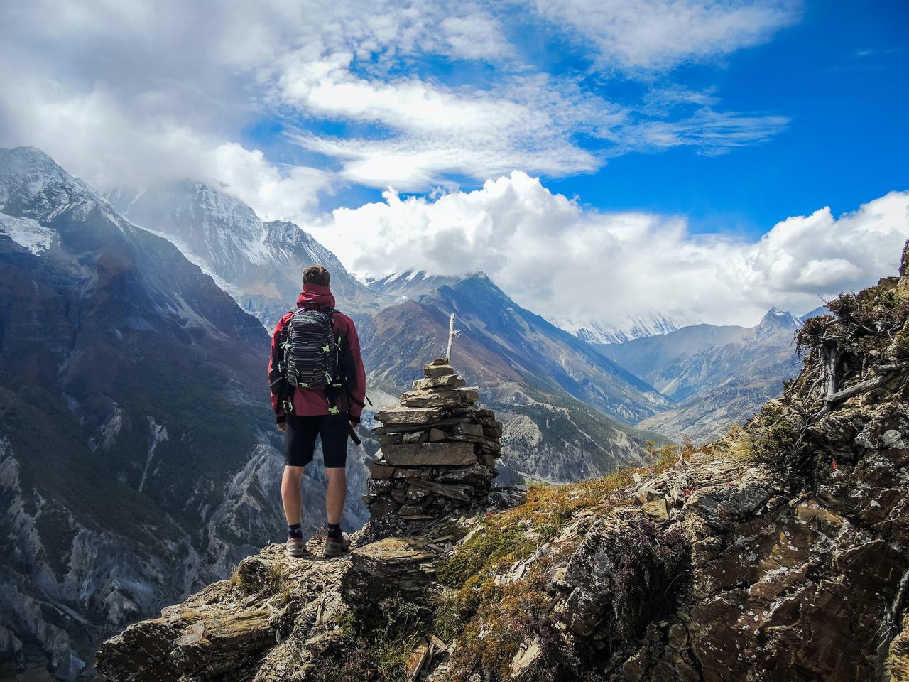 A day hike above Manang Valley in Nepal used to acclimatise to the altitude before embarking on a few further daysof the hike.