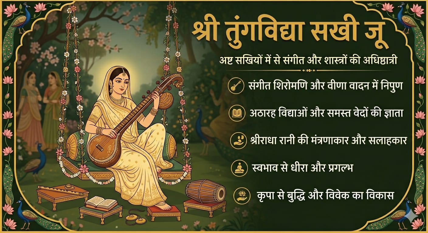 संगीत और शास्त्रों की अधिष्ठात्री: श्री तुंगविद्या सखी का दिव्य जीवन चरित्र