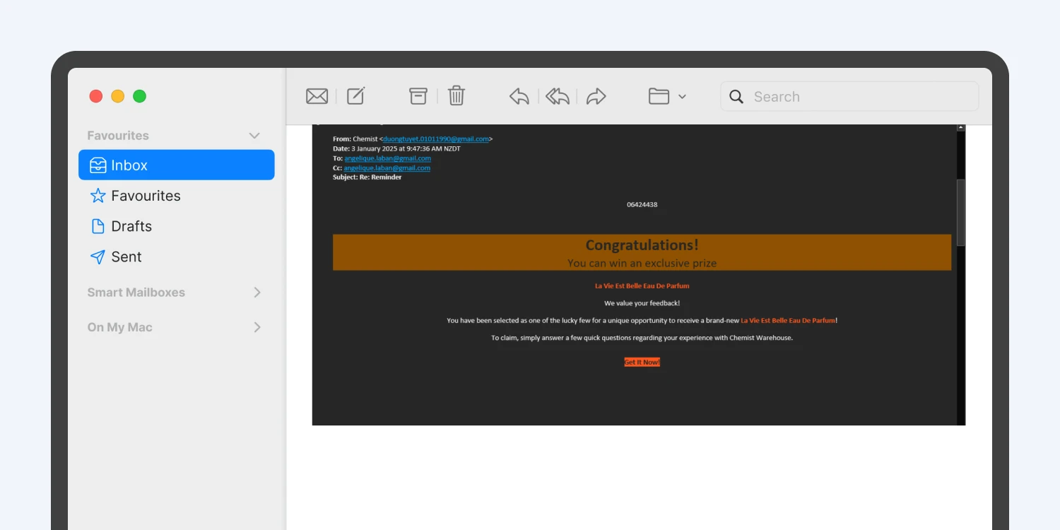 Example of a recent survey scam