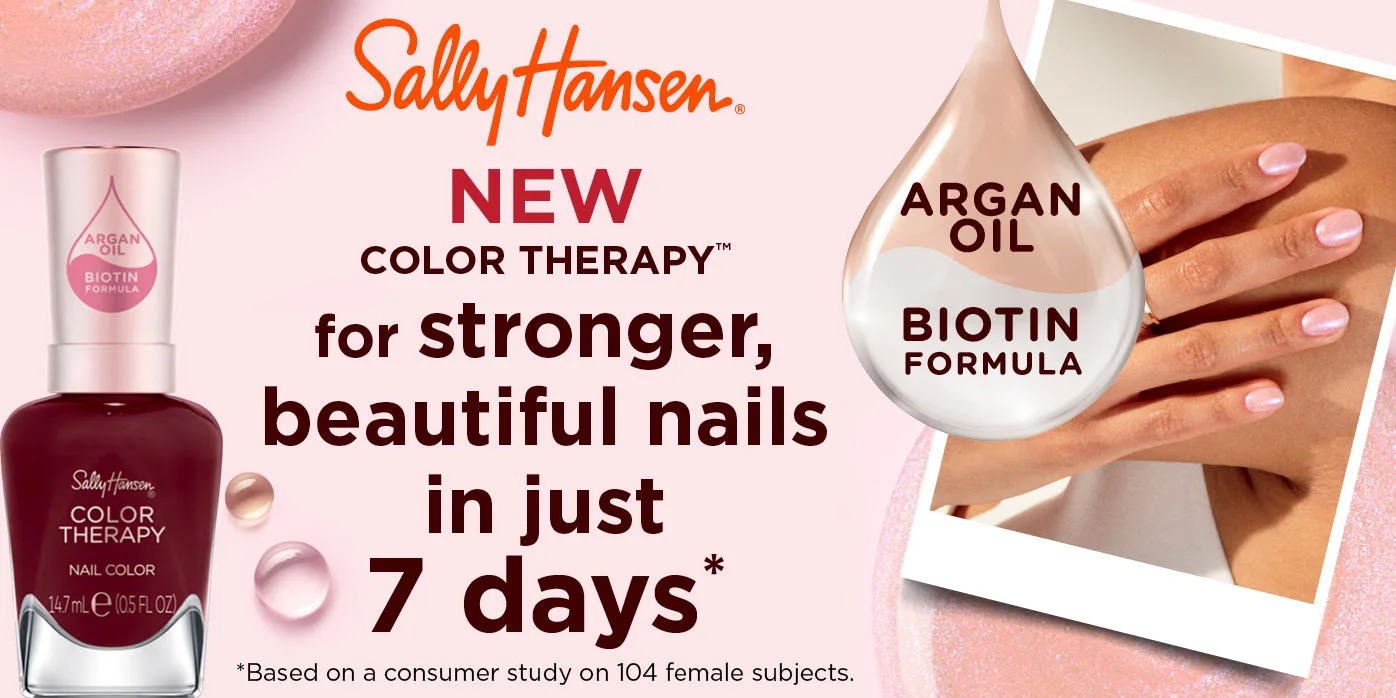 Sally HansenNew colour therapy for stronger, beautiful nails in just 7 days.  *