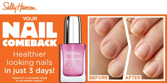 Sally HansenNew colour therapy for stronger, beautiful nails in just 7 days.  *