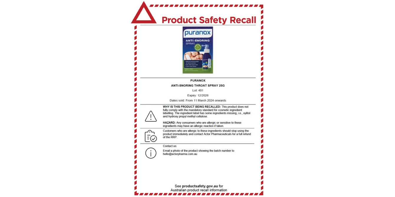 Product recall notice