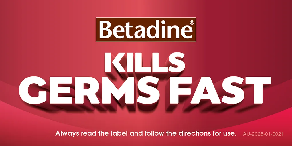 Betadine skills germs fast. Always read the label and follow the directions for use.