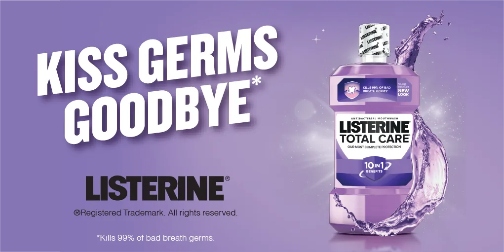 Kiss germs goodbye with Listerine