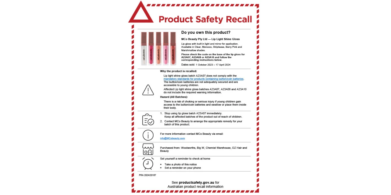 Product recall notice