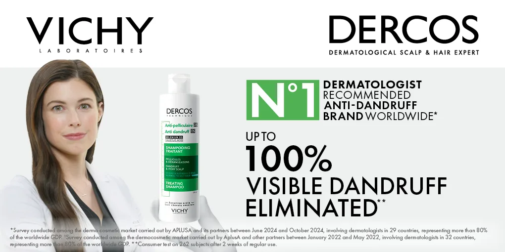 Dercos up to 100% visible dandruff eliminated
