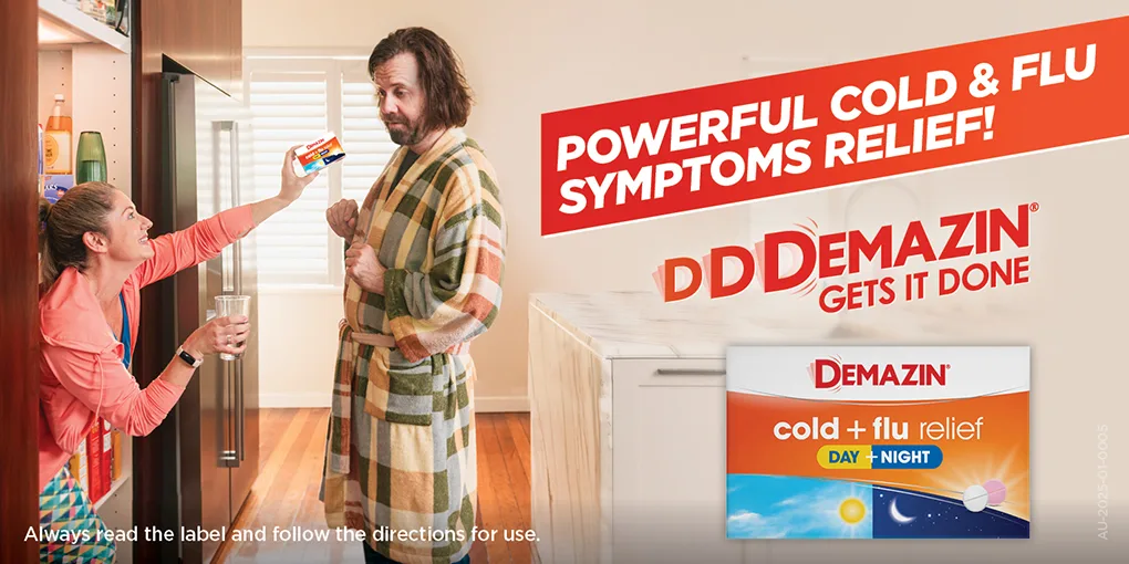 Powerful cold and flu symptoms relief! Demazin gets it done. Always read the label and follow the directions for use.