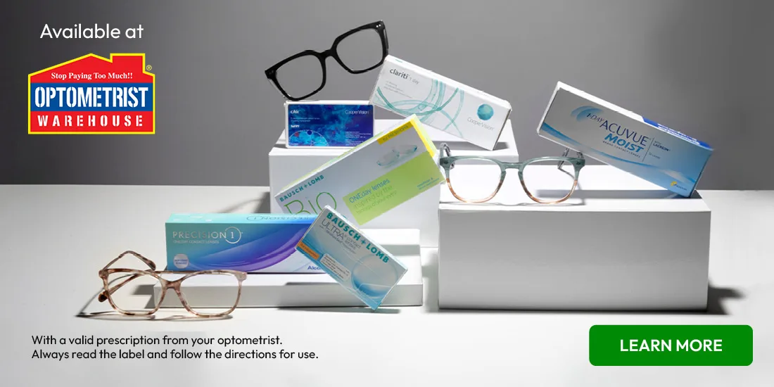 Contact lenses available at Optometrist Warehouse.