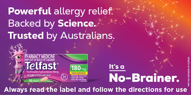 Take Telfast. Hayfever relief with no impact on concentration. Always read the label and follow the directions for use.