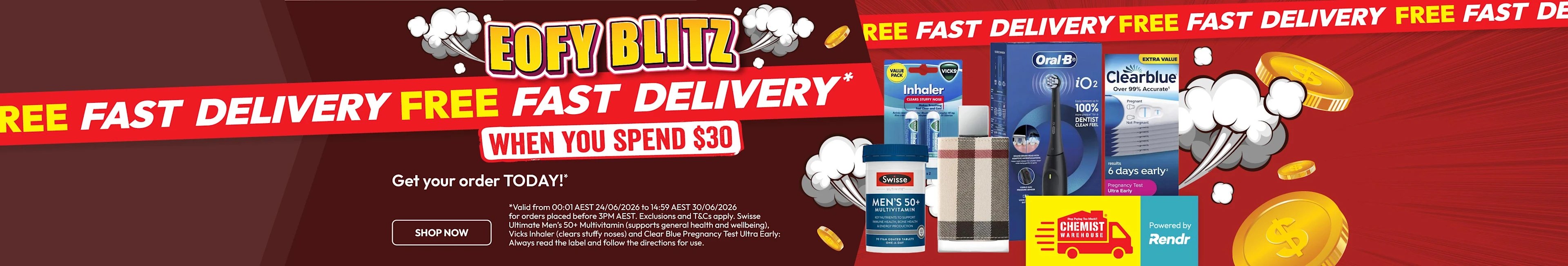 Free Fast Delivery when you spend $30